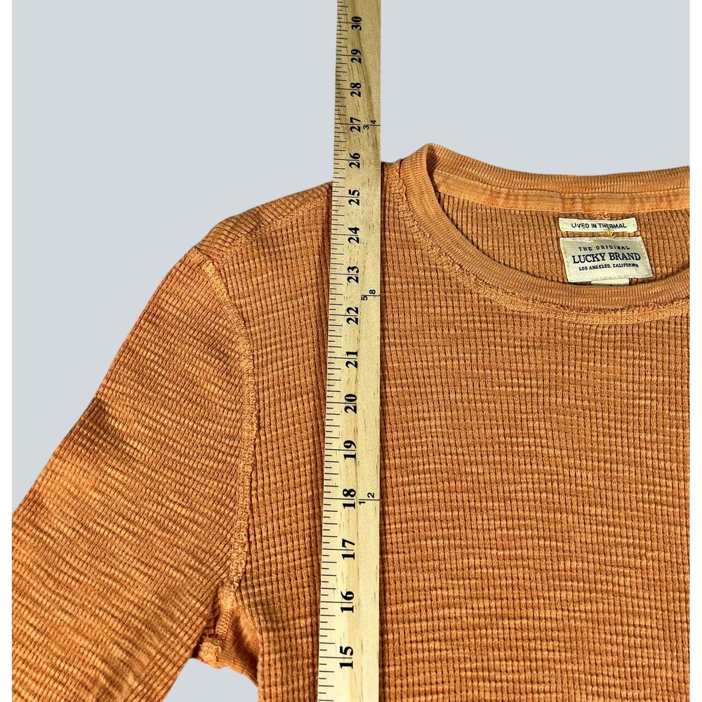 Lucky Brand Mens Lived In Thermal Waffle Knit Shirt Burnt Orange Size Small - Picture 12 of 14